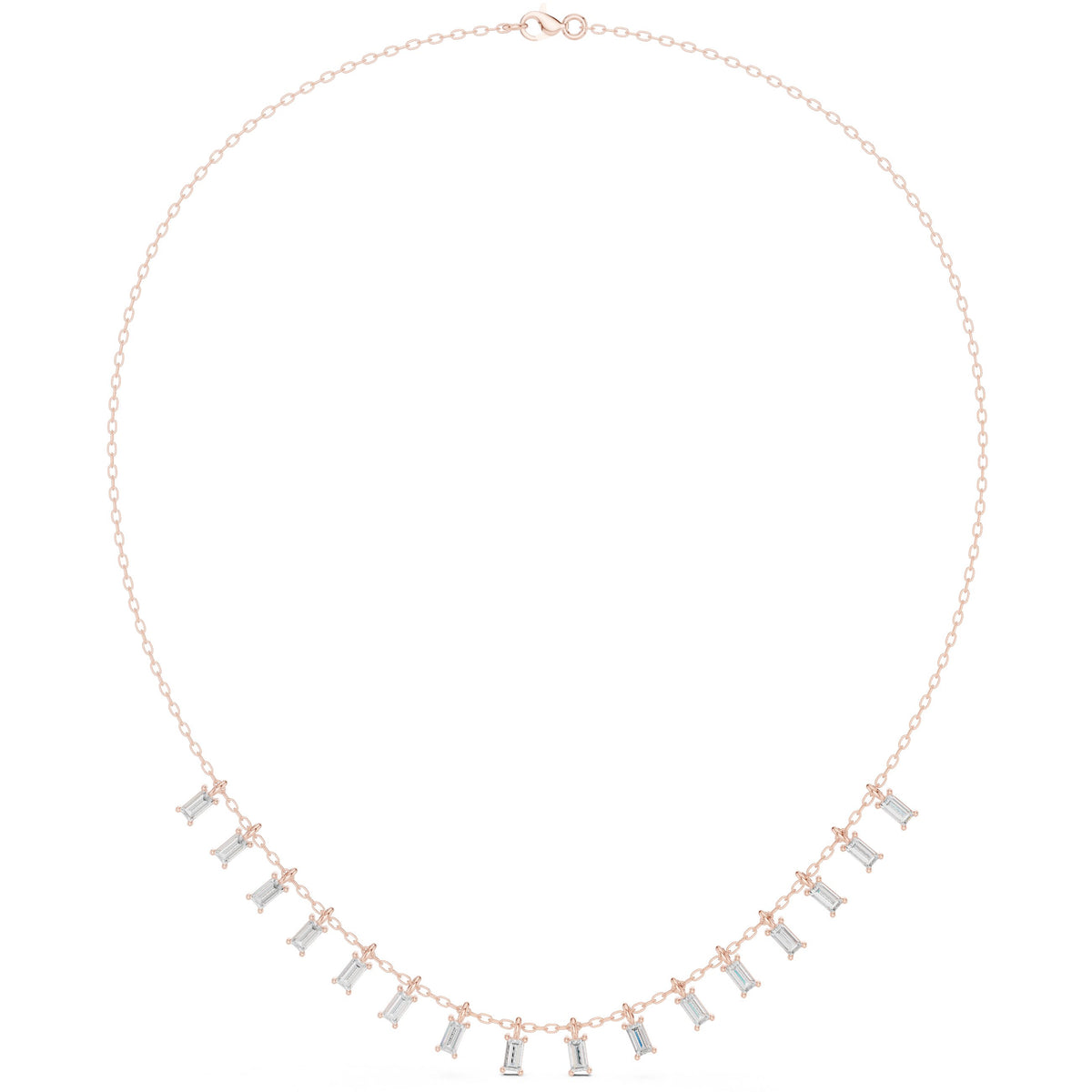 عقد بمحطات وأهداب من ألماس الباغيت in Rose Gold - VYKA Diamonds