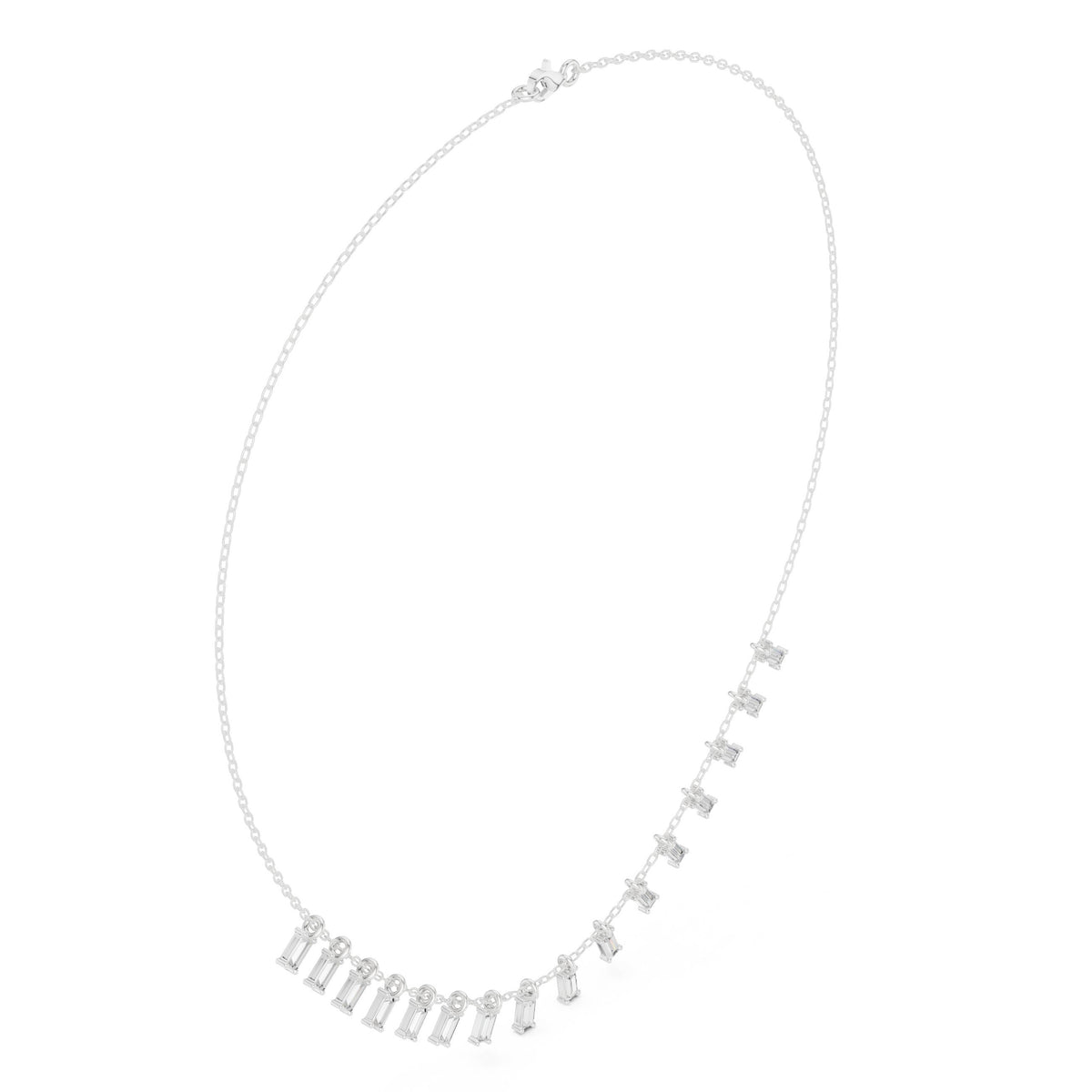 Baguette Fringe Diamond Station Necklace