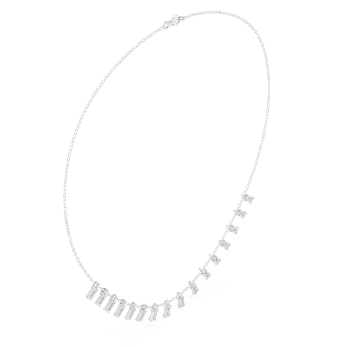 Baguette Fringe Diamond Station Necklace
