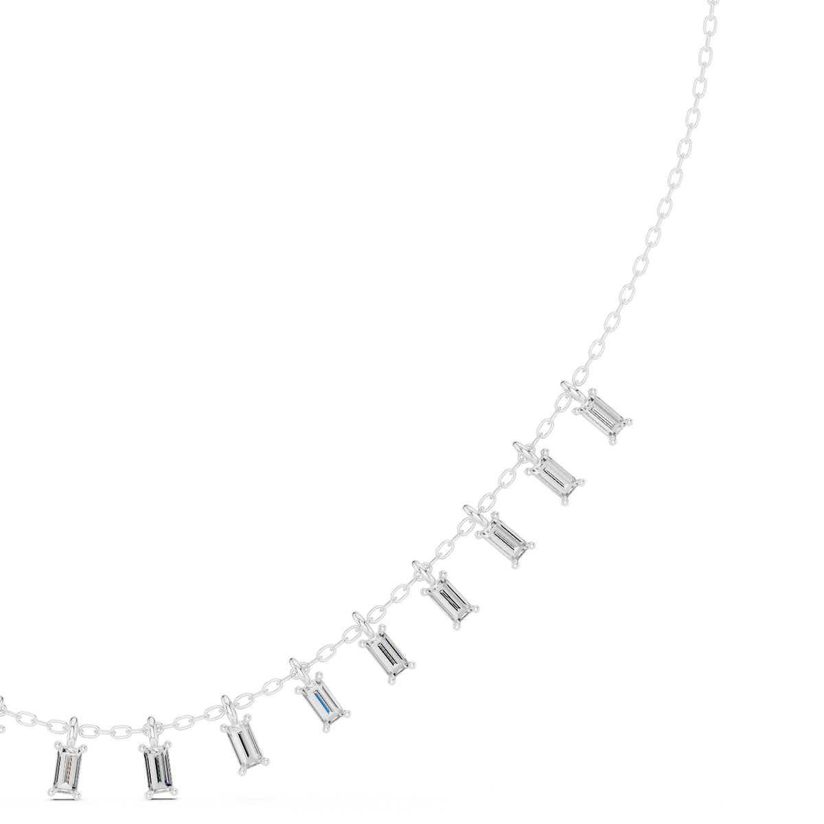 Baguette Fringe Diamond Station Necklace