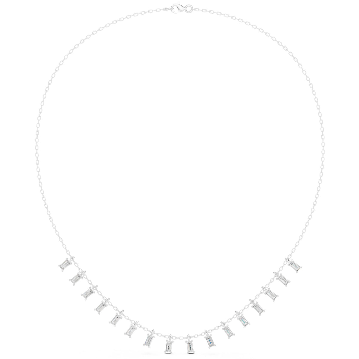 Baguette Fringe Diamond Station Necklace
