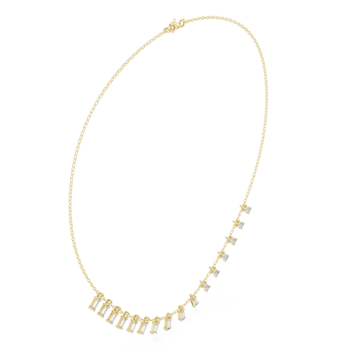 Baguette Fringe Diamond Station Necklace