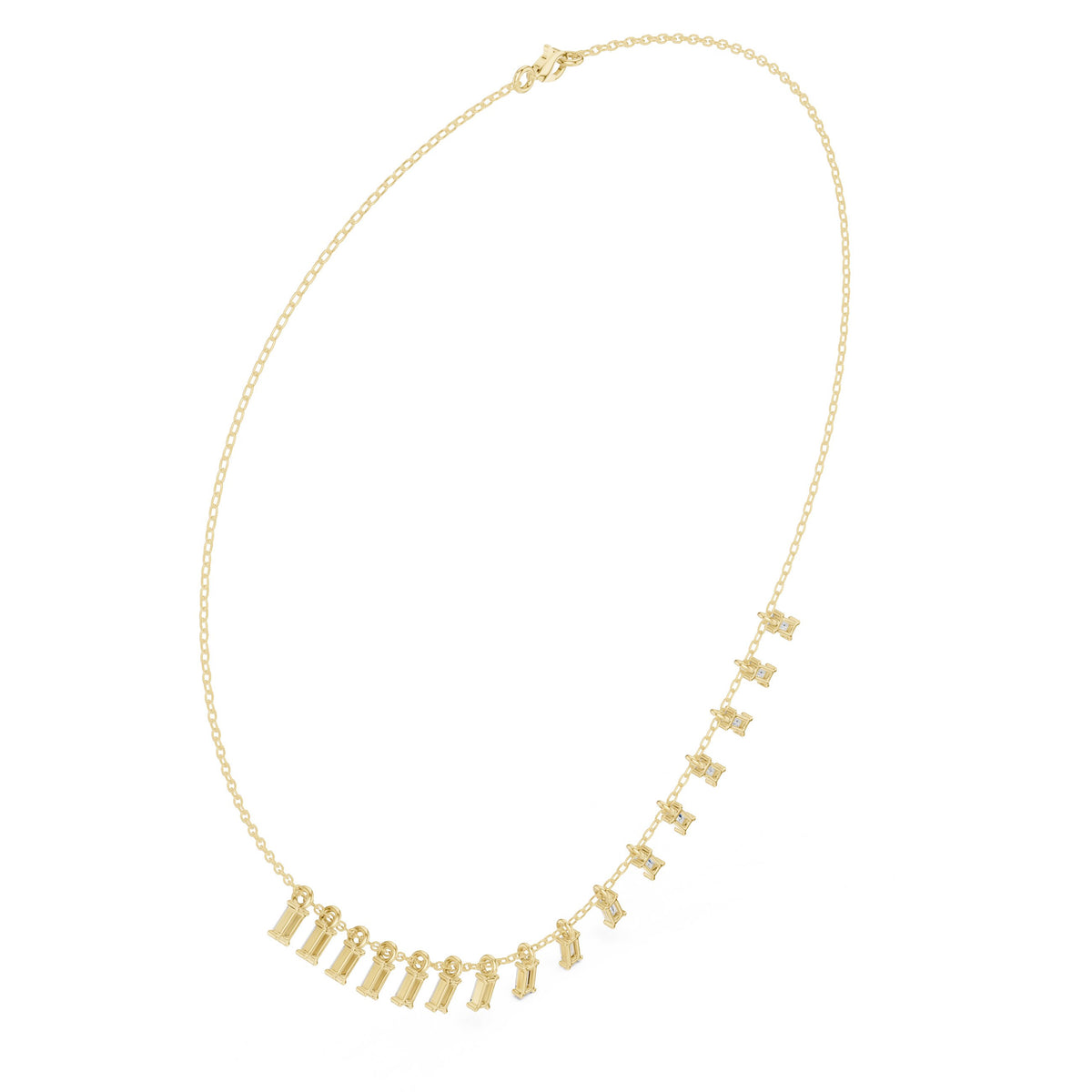 Baguette Fringe Diamond Station Necklace