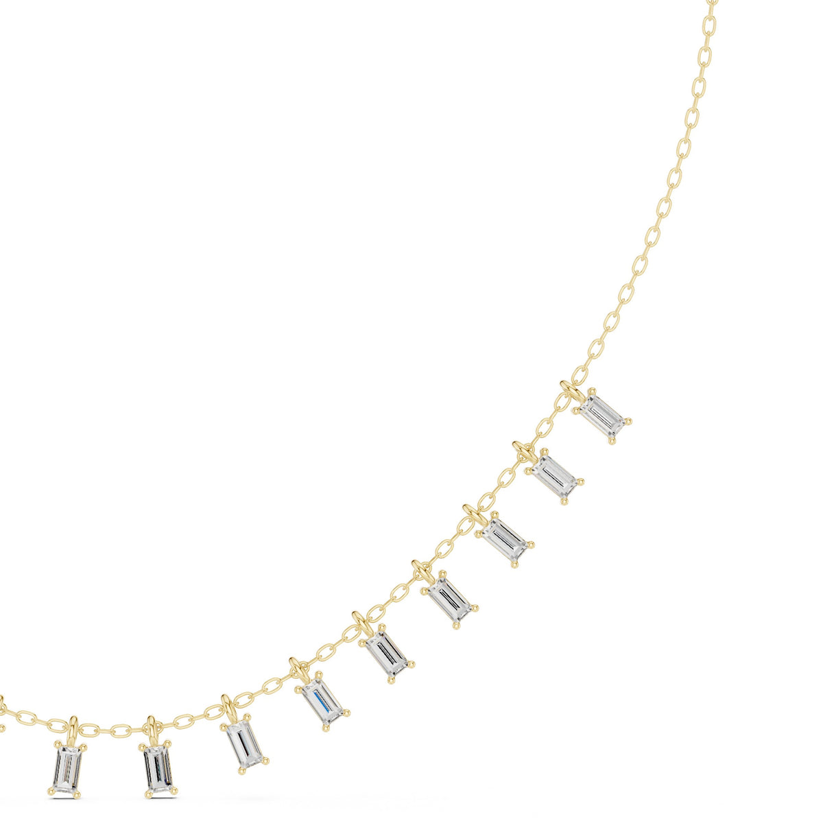 Baguette Fringe Diamond Station Necklace