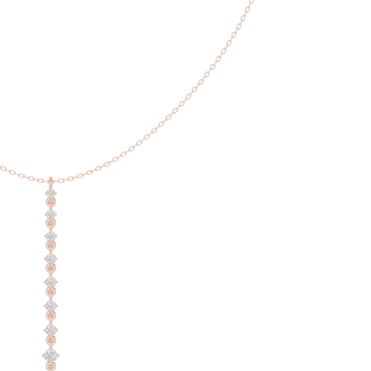 Round Diamond Line Lariat Necklace
