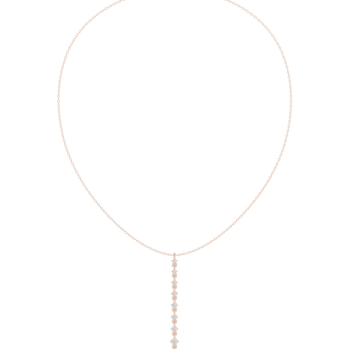 Round Diamond Line Lariat Necklace