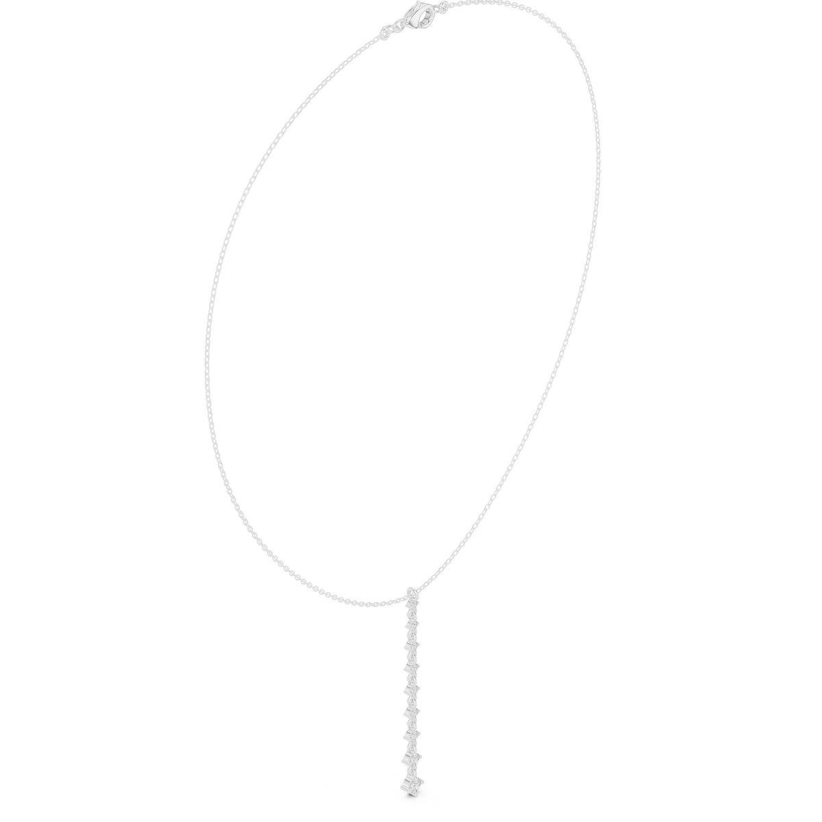 Round Diamond Line Lariat Necklace