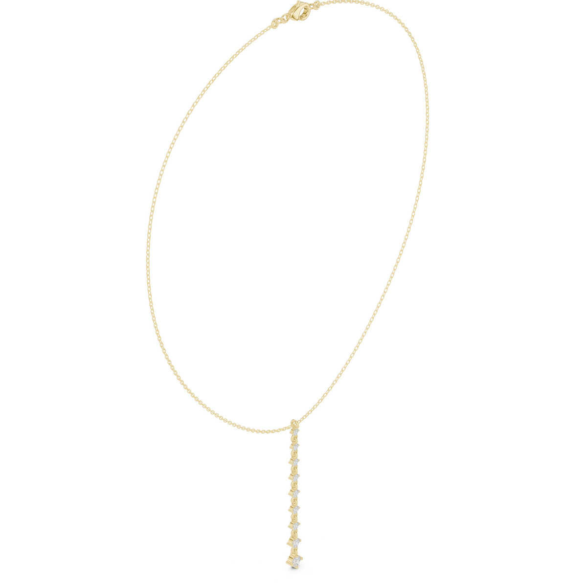 Round Diamond Line Lariat Necklace