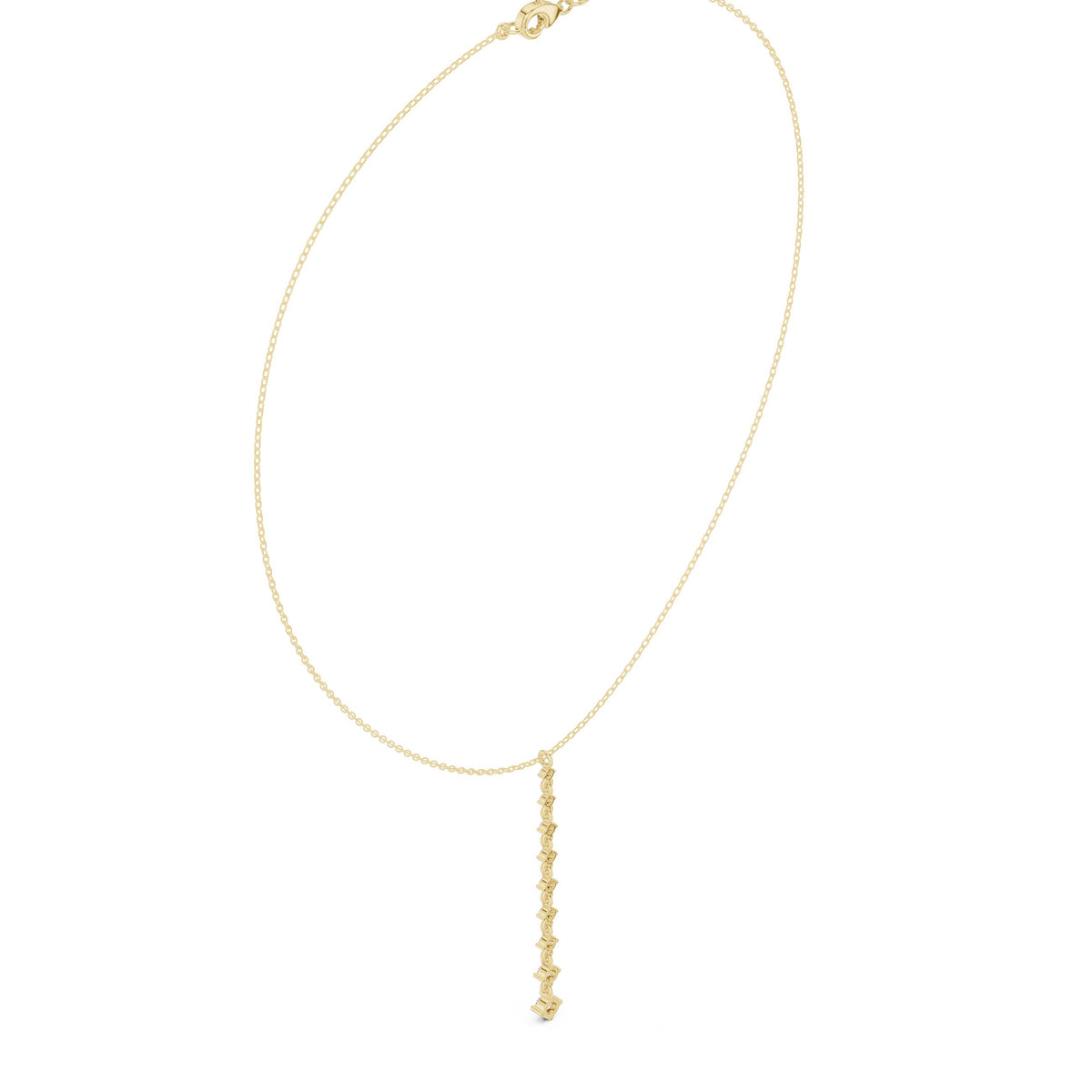 Round Diamond Line Lariat Necklace