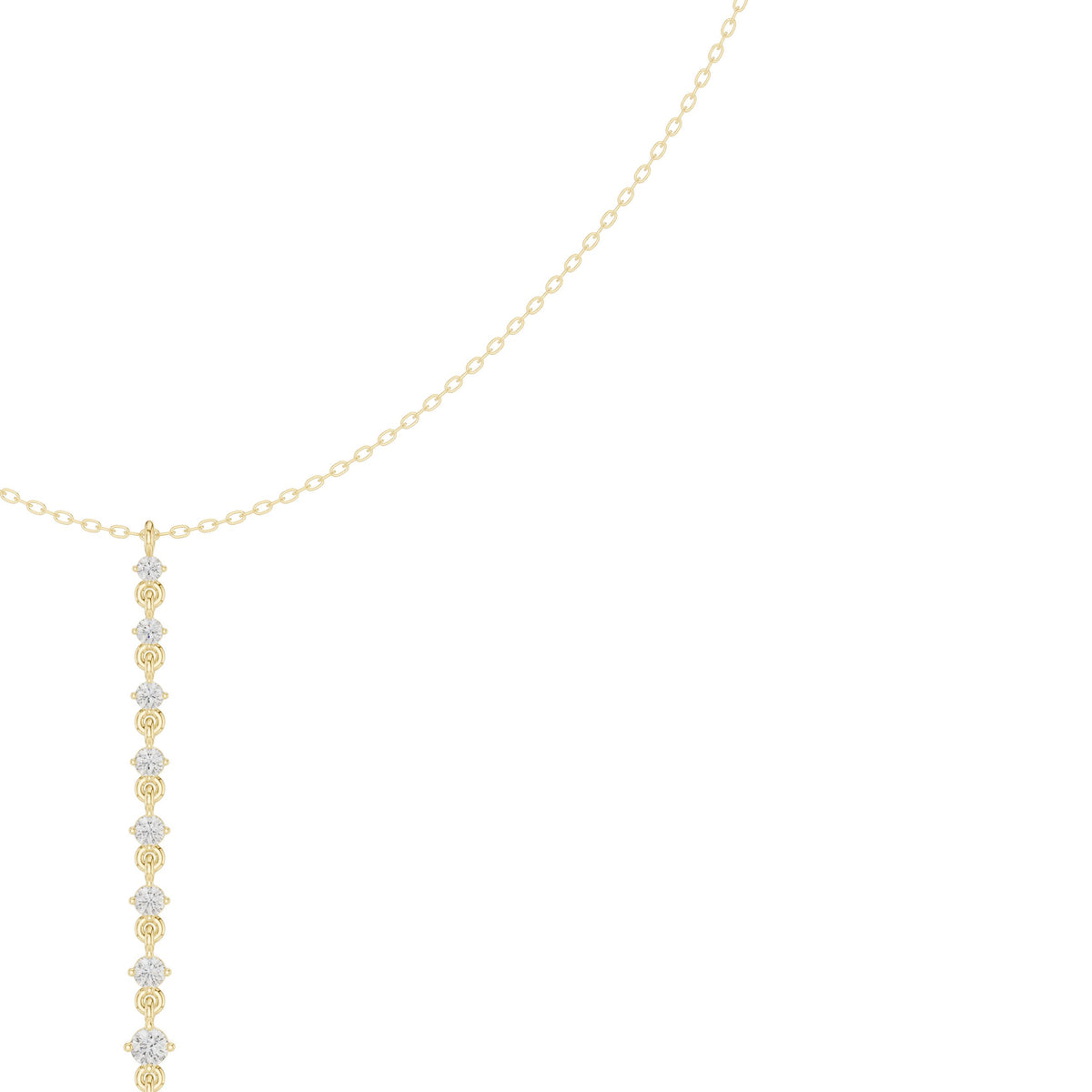 Round Diamond Line Lariat Necklace