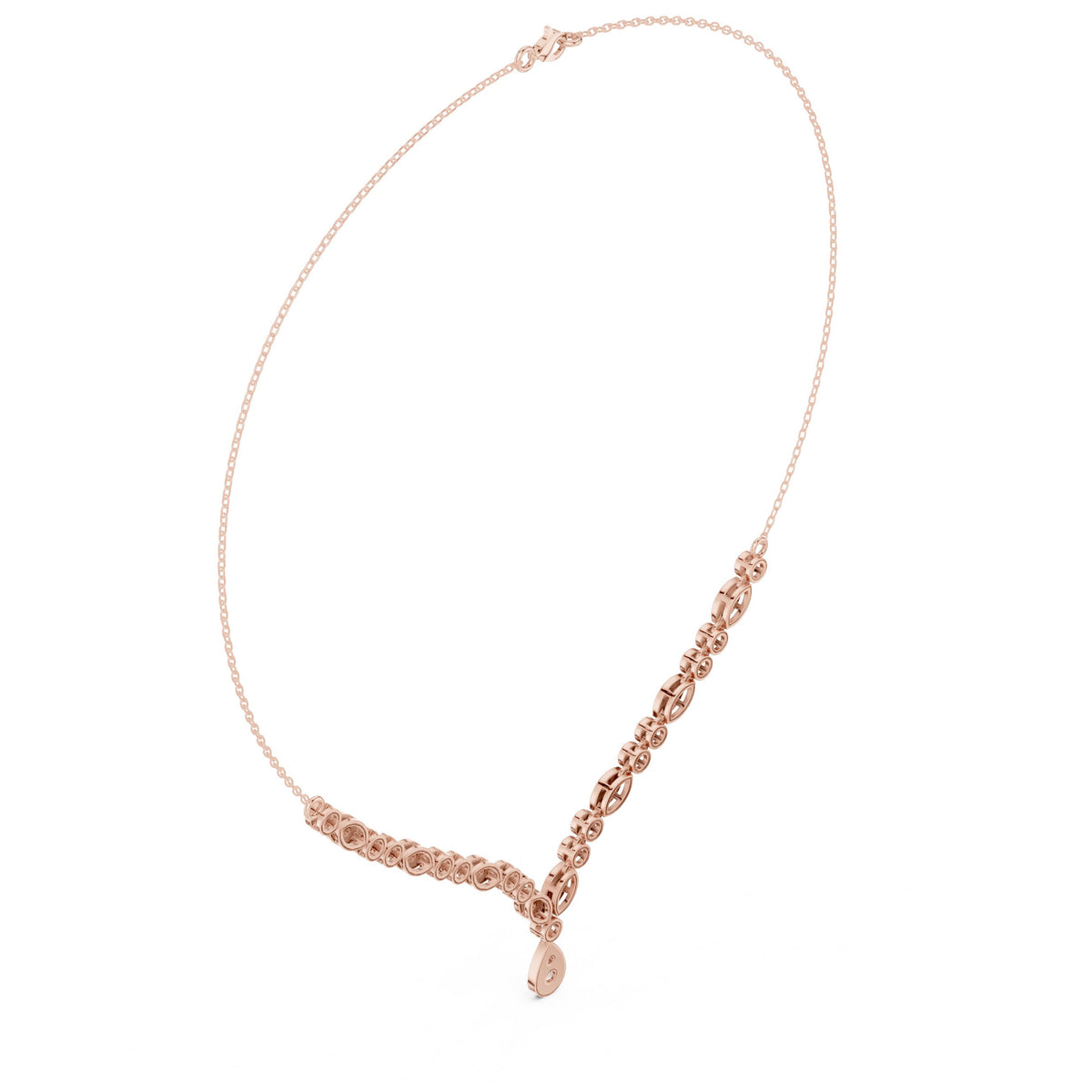 Milgrain Bezel Diamond V-Necklace with Pear Drop