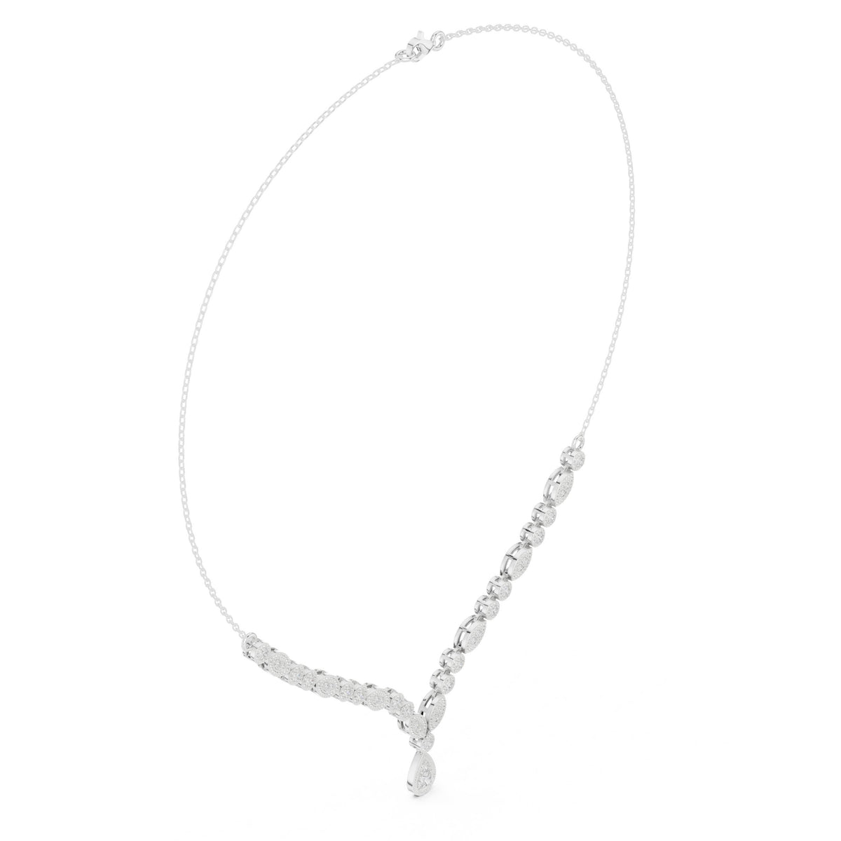 Milgrain Bezel Diamond V-Necklace with Pear Drop