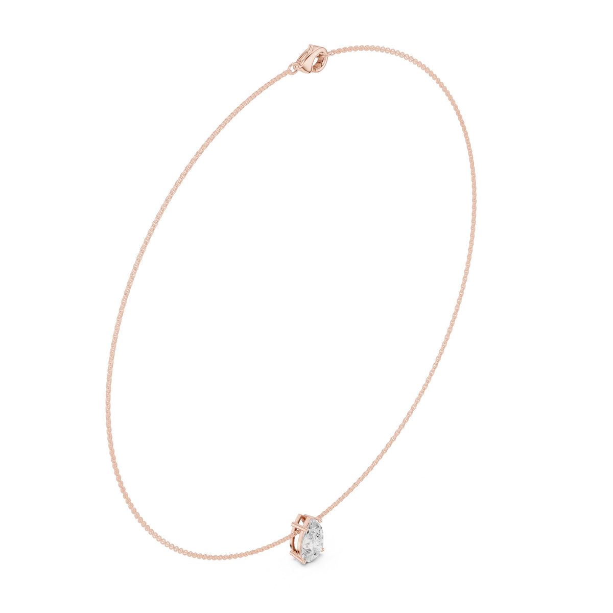 عقد سوليتير بألماسة كمثرى in Rose Gold - VYKA Diamonds