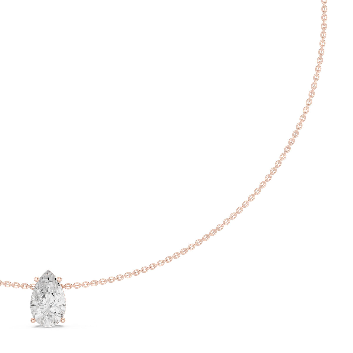 عقد سوليتير بألماسة كمثرى in Rose Gold - VYKA Diamonds