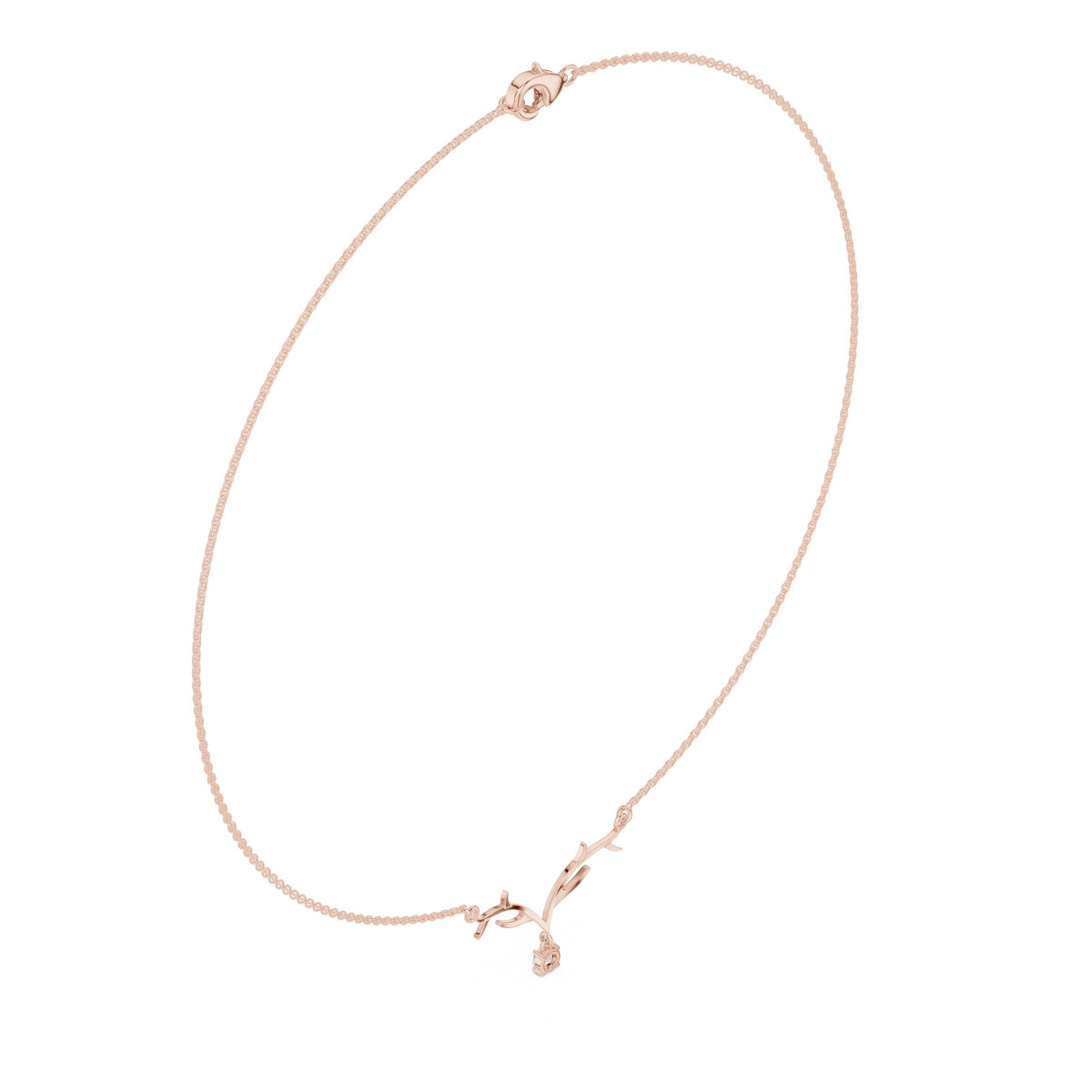 Antler Branch Round Diamond Drop Necklace