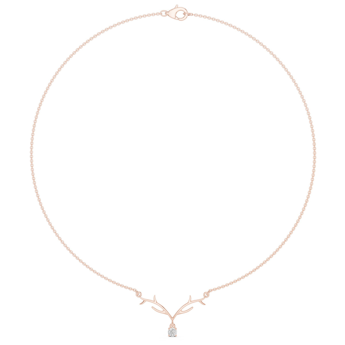 عقد متدلٍّ بألماس مستدير على شكل غصن in Rose Gold - VYKA Diamonds