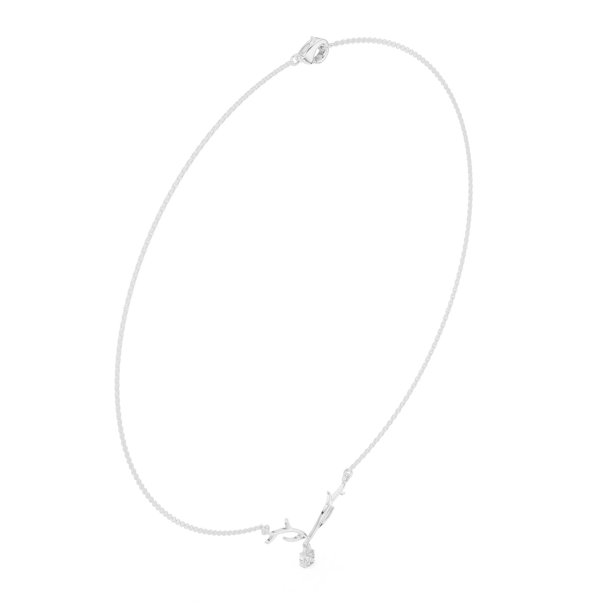 Antler Branch Round Diamond Drop Necklace