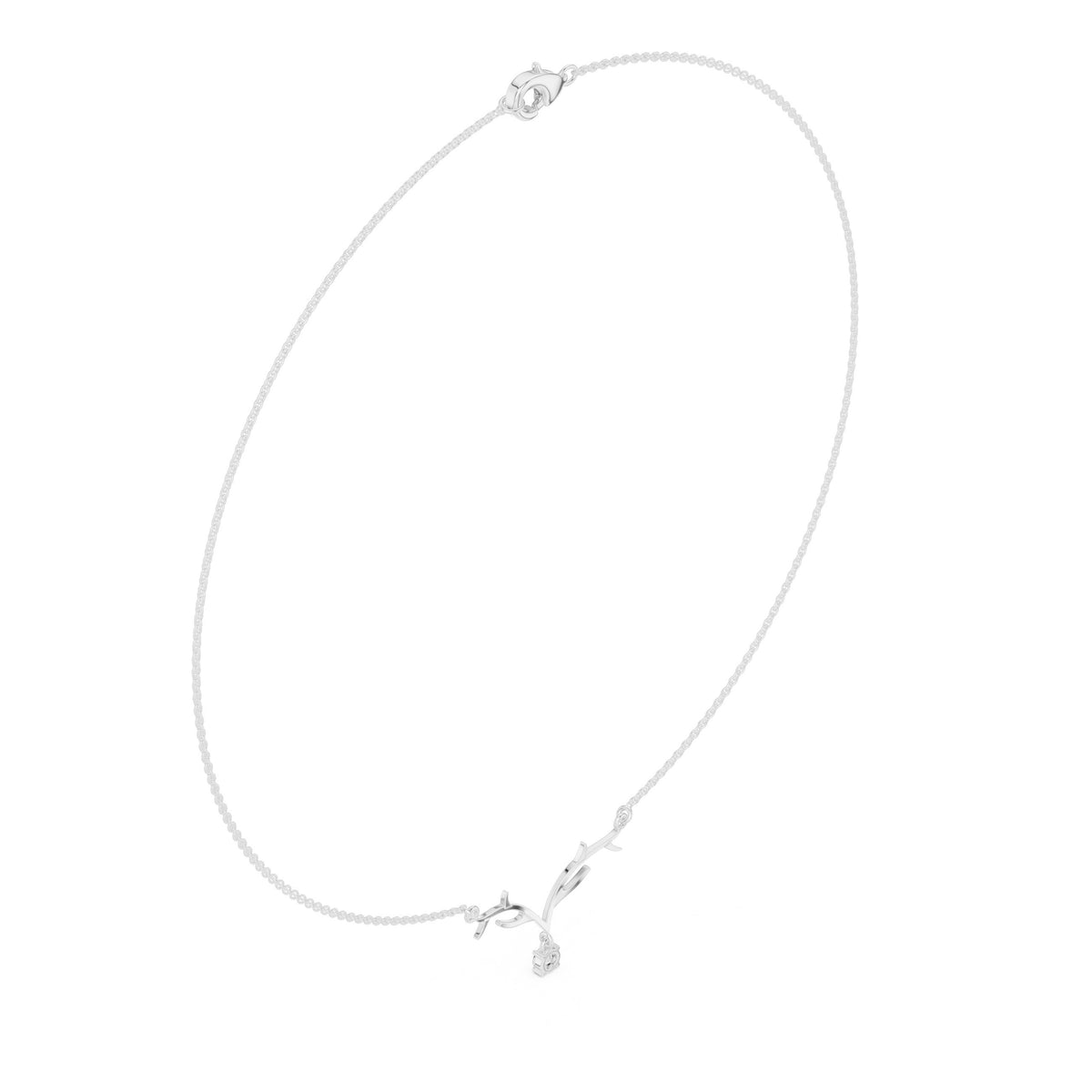 Antler Branch Round Diamond Drop Necklace