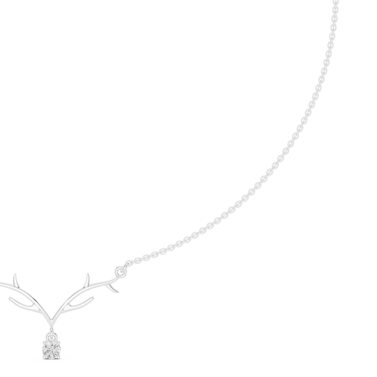 Antler Branch Round Diamond Drop Necklace