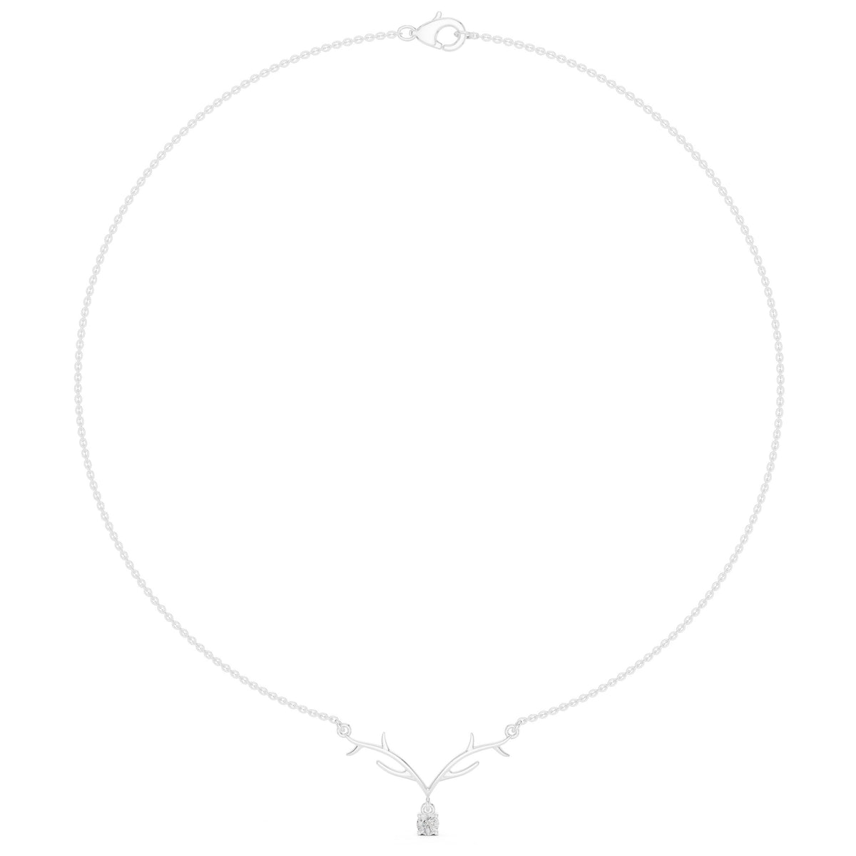 Antler Branch Round Diamond Drop Necklace
