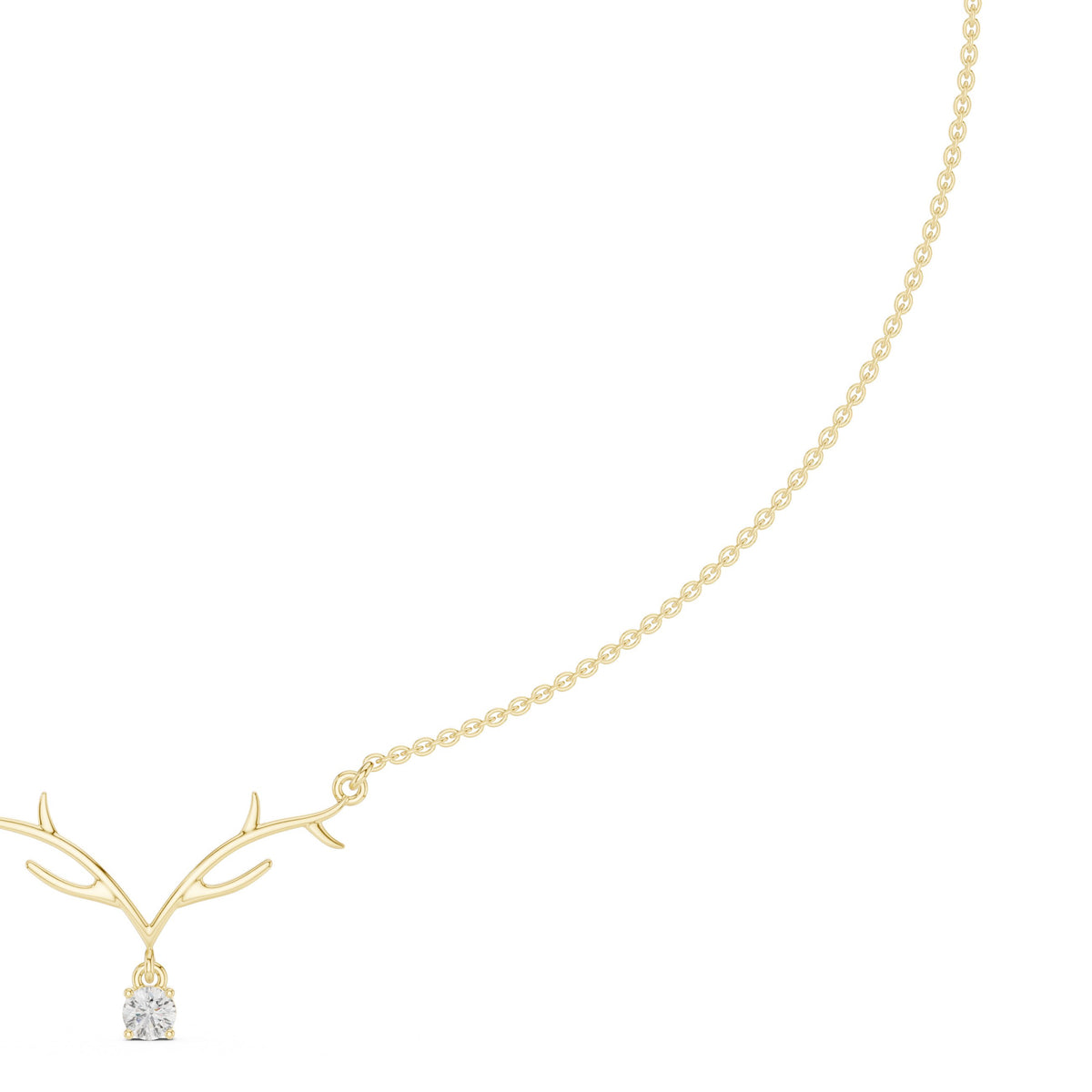 Antler Branch Round Diamond Drop Necklace
