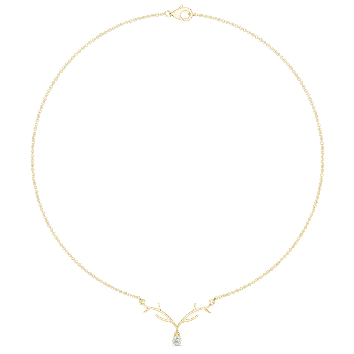Antler Branch Round Diamond Drop Necklace
