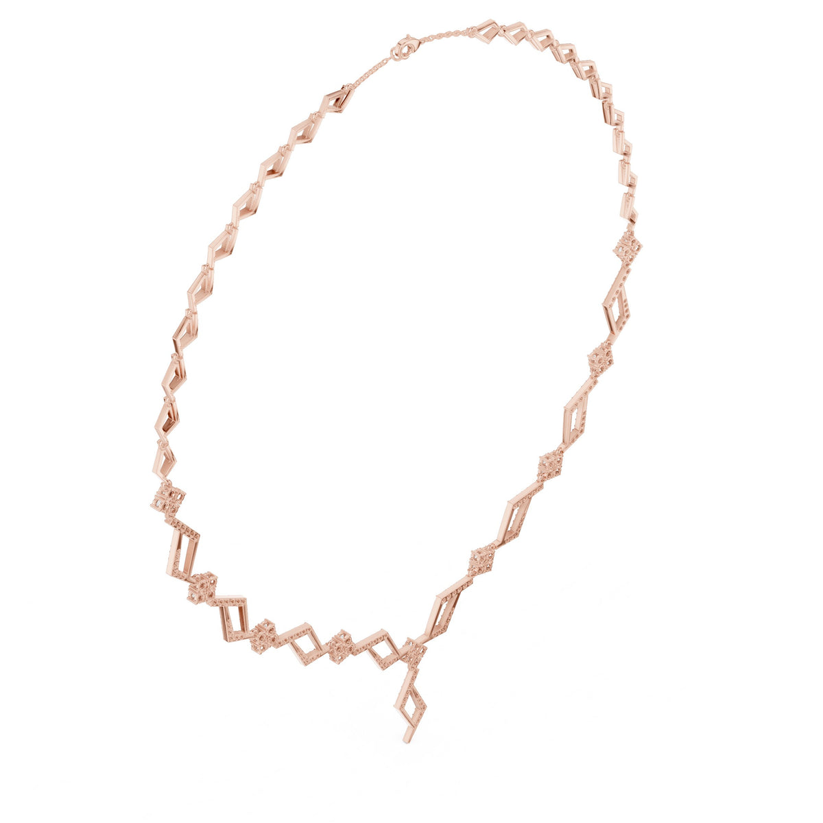 عقد بحلقات ألماس هندسية متعرّجة in Rose Gold - VYKA Diamonds