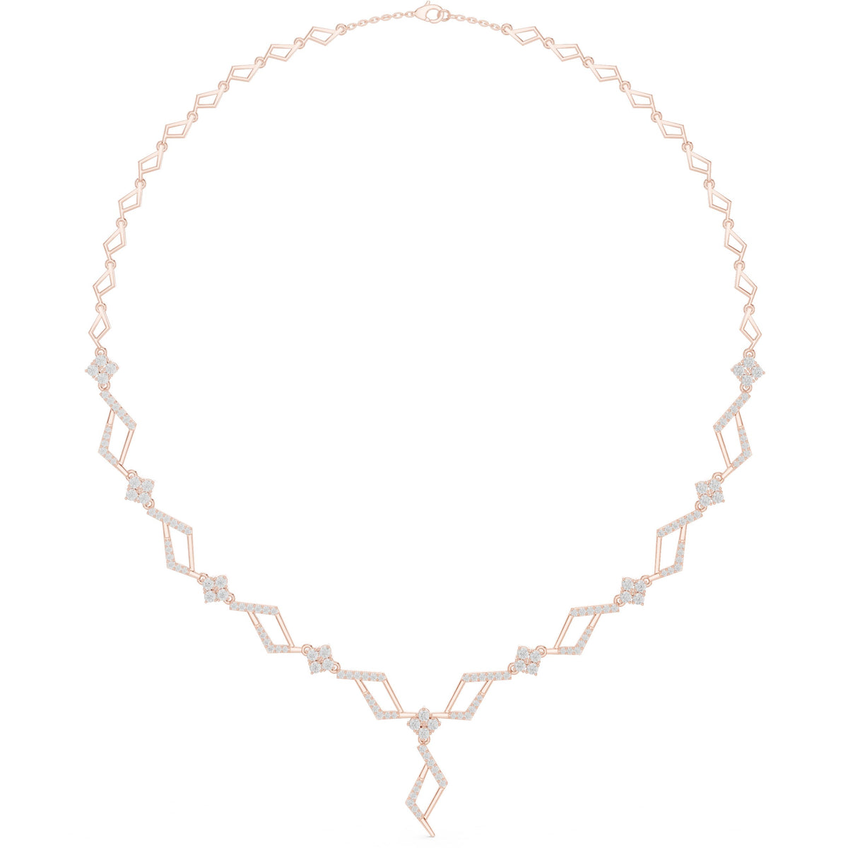 عقد بحلقات ألماس هندسية متعرّجة in Rose Gold - VYKA Diamonds