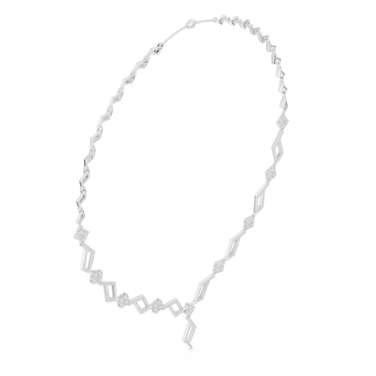 عقد بحلقات ألماس هندسية متعرّجة in White Gold - VYKA Diamonds
