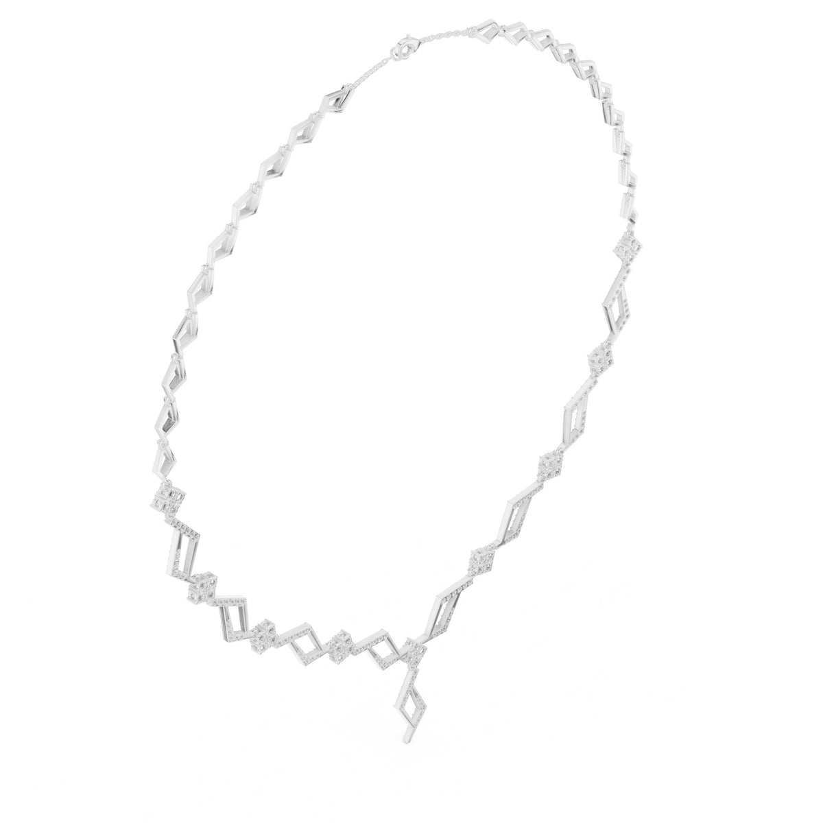 Zigzag Geometric Diamond Link Necklace