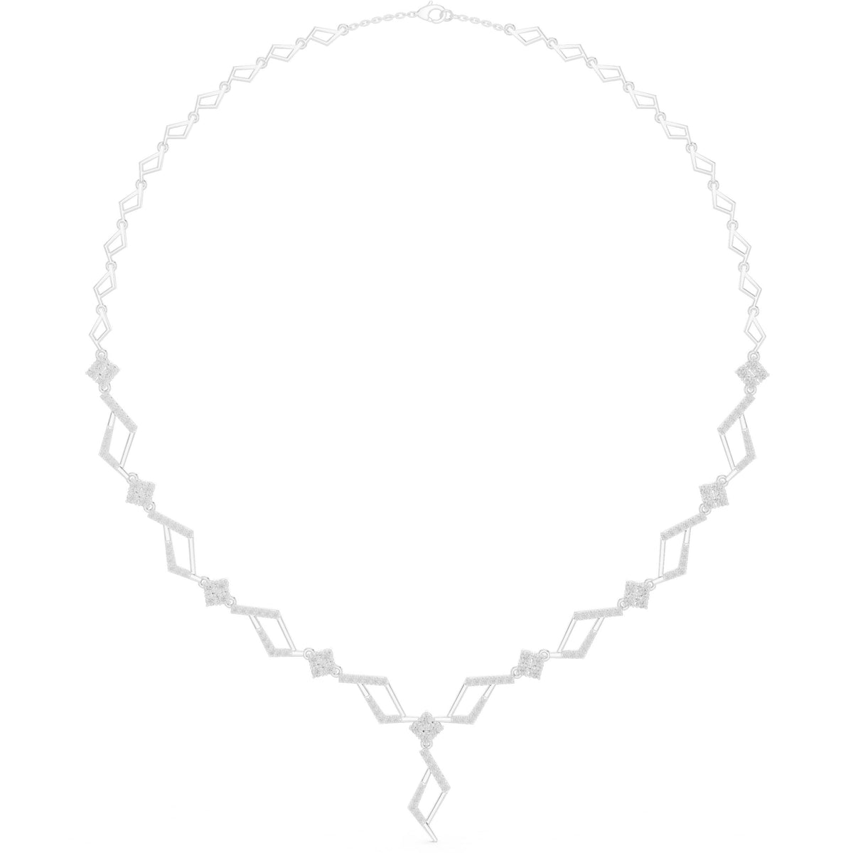 Zigzag Geometric Diamond Link Necklace