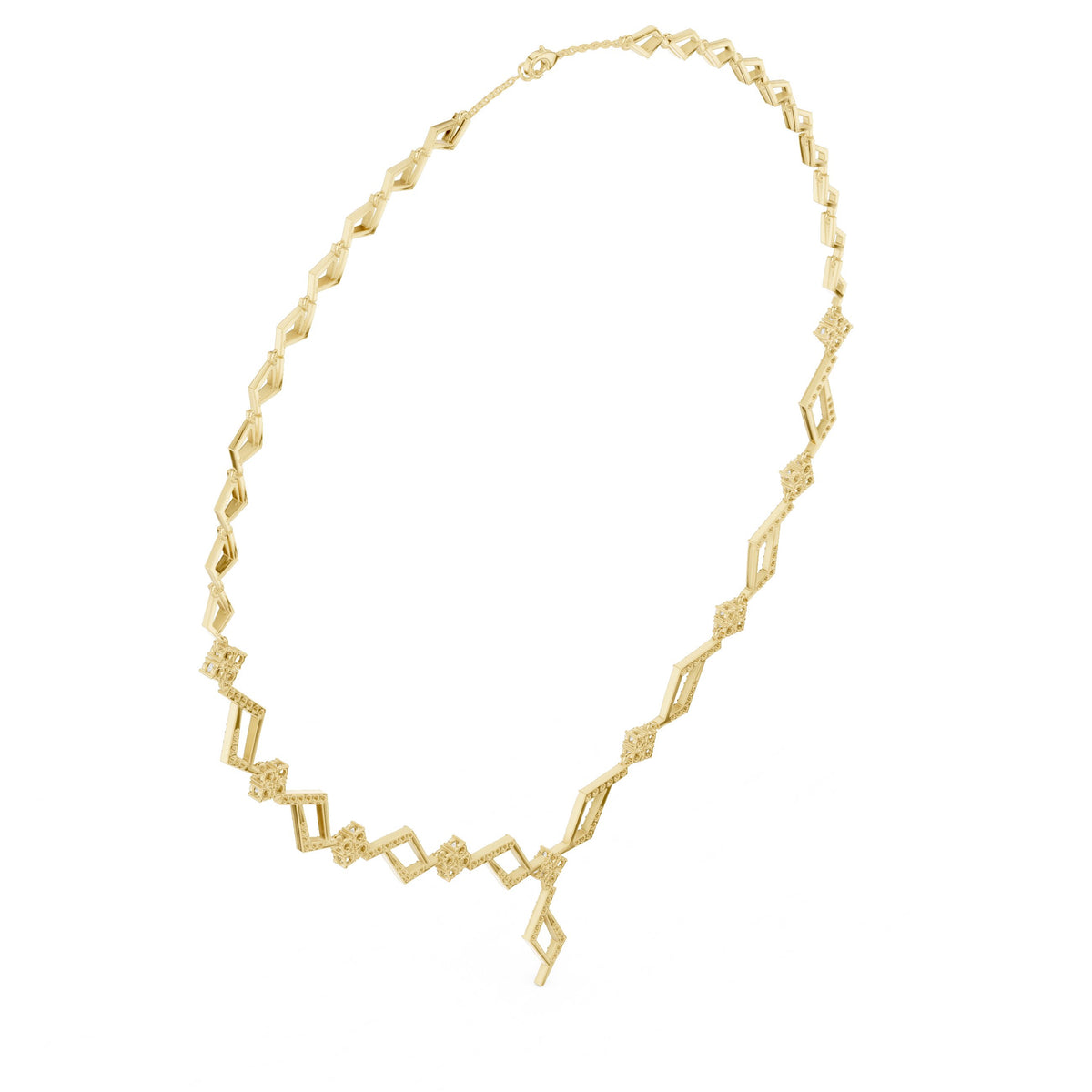 Zigzag Geometric Diamond Link Necklace
