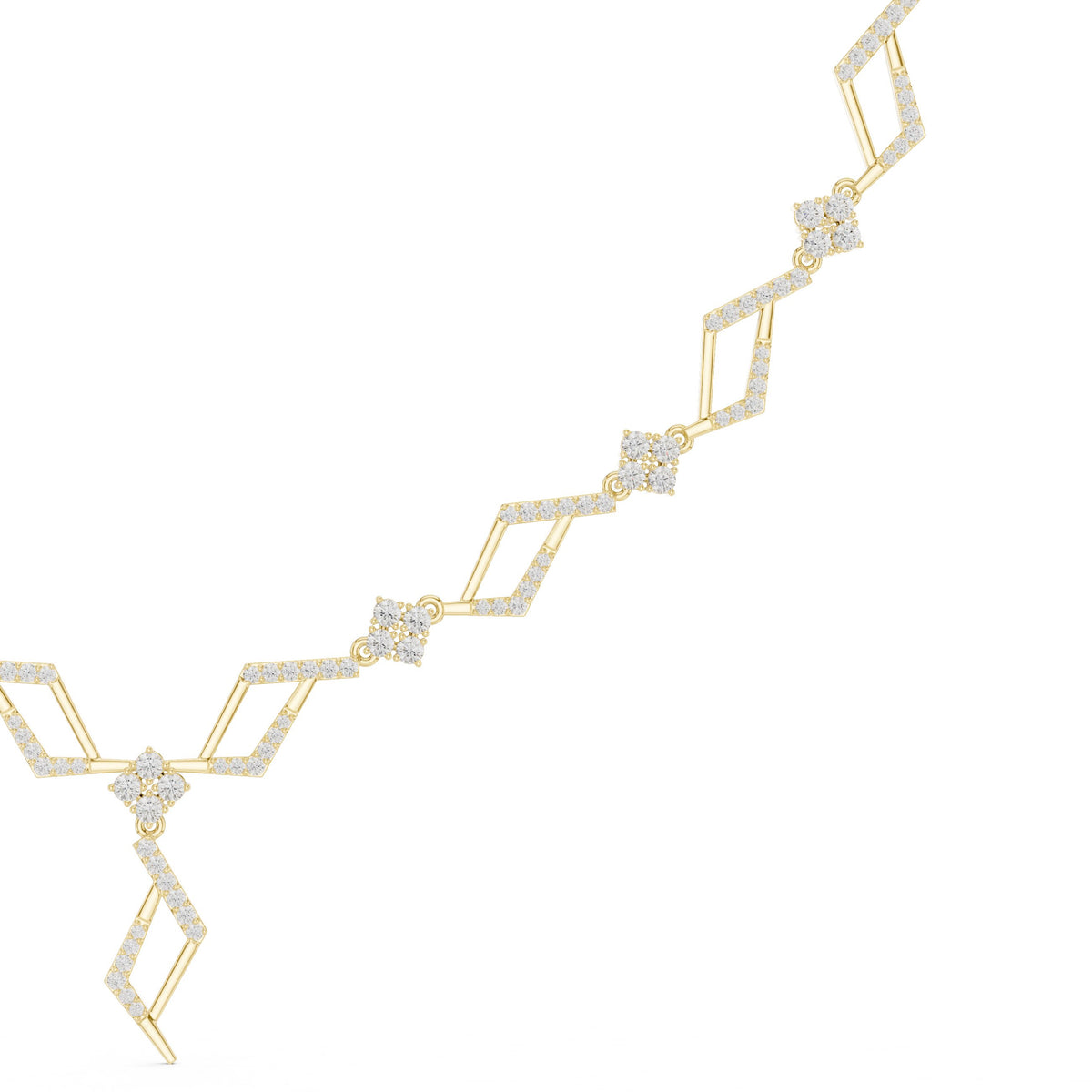 Zigzag Geometric Diamond Link Necklace
