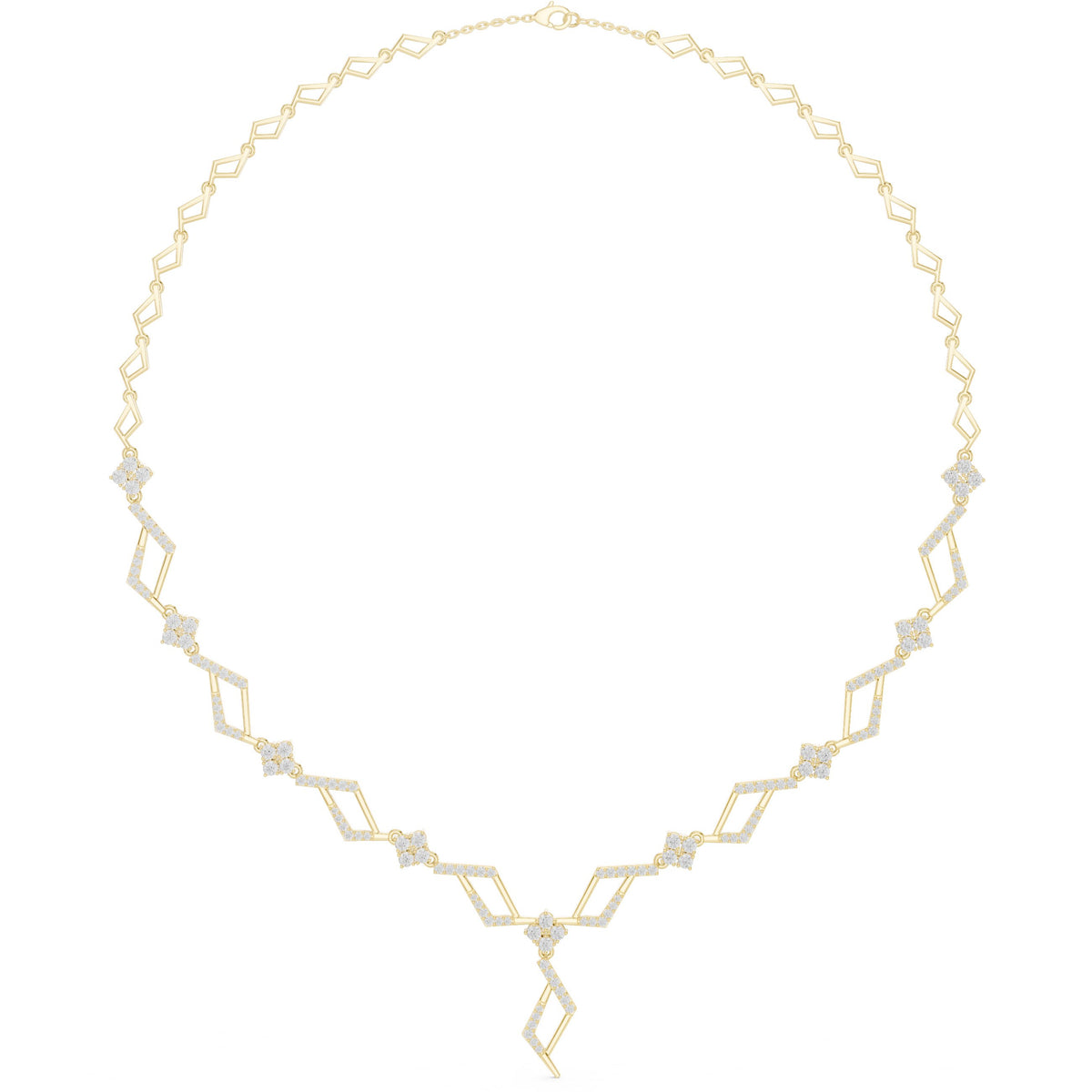 عقد بحلقات ألماس هندسية متعرّجة in Yellow Gold - VYKA Diamonds