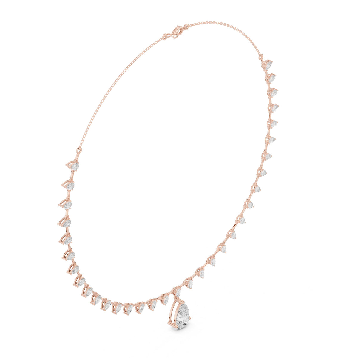 Pear Diamond Fringe Necklace with Pear Drop