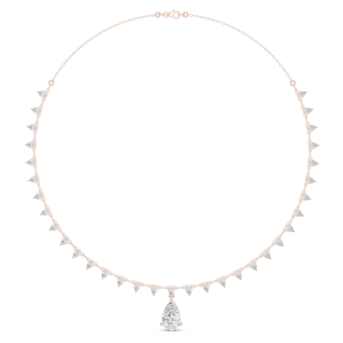 Pear Diamond Fringe Necklace with Pear Drop