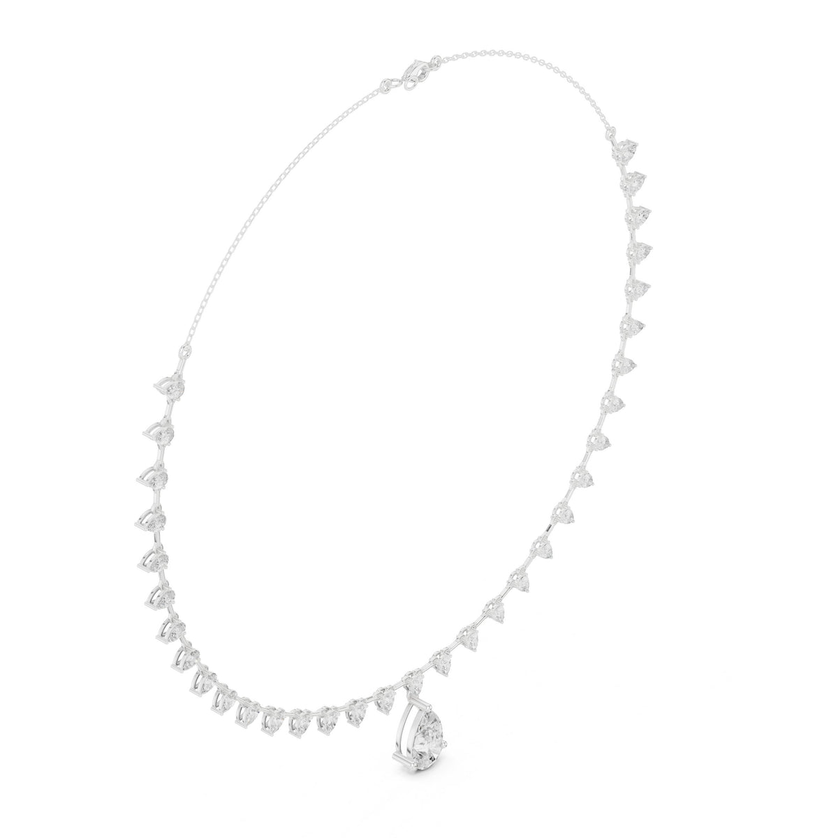 عقد بأهداب من ألماس الكمثرى وألماسة كمثرى متدلّية in White Gold - VYKA Diamonds