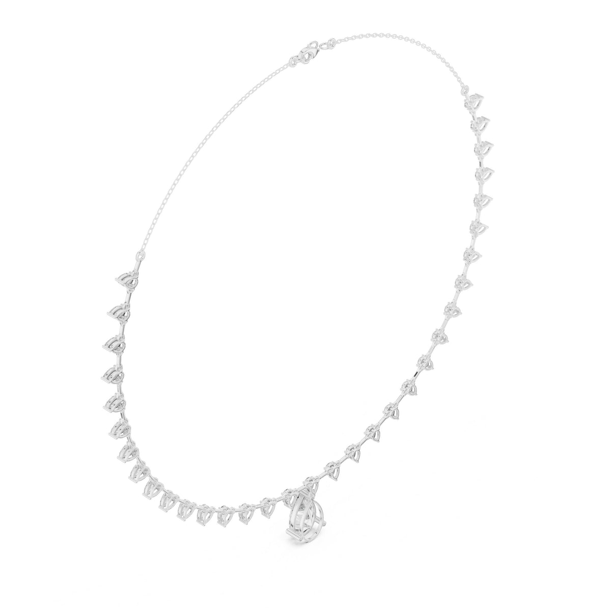 عقد بأهداب من ألماس الكمثرى وألماسة كمثرى متدلّية in White Gold - VYKA Diamonds