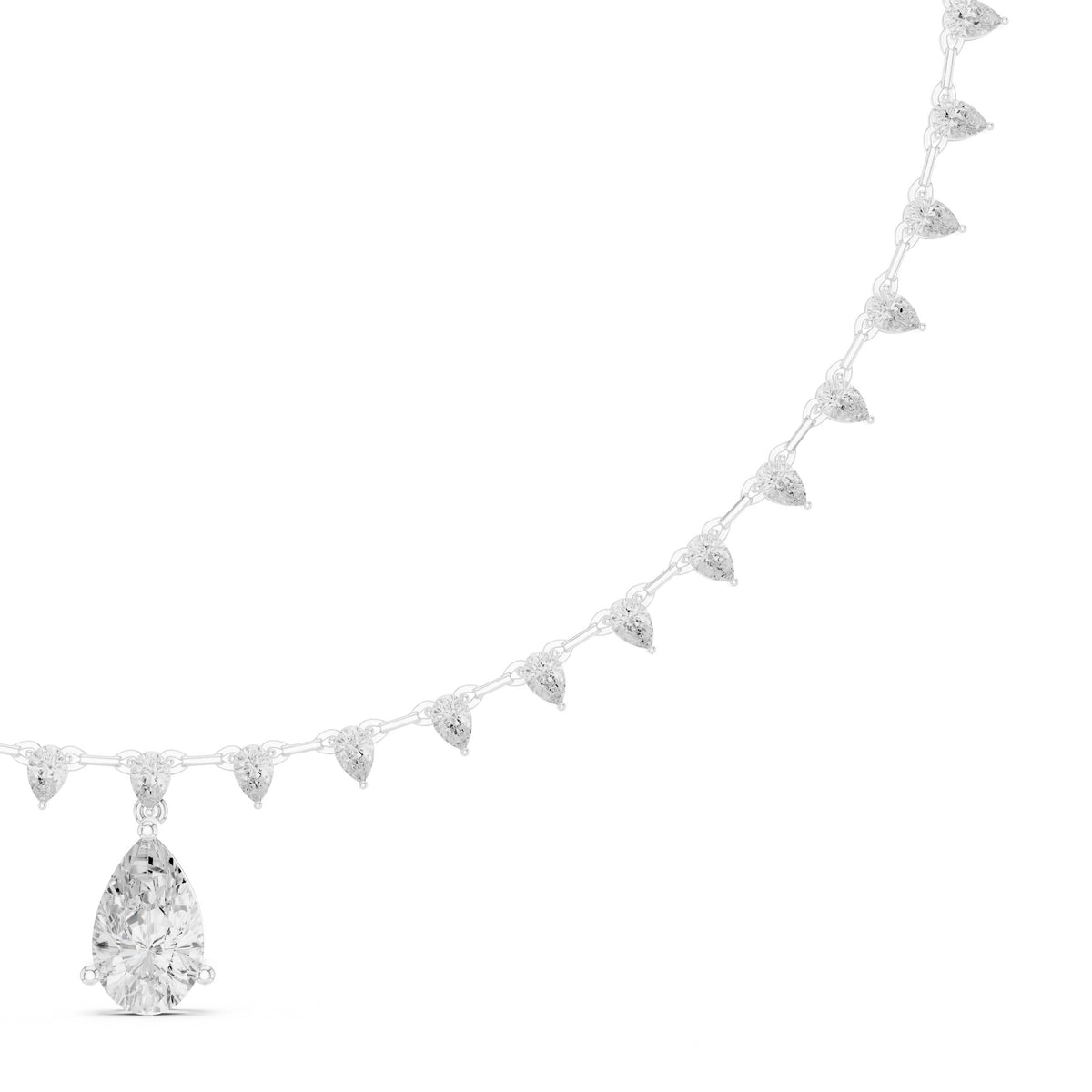Pear Diamond Fringe Necklace with Pear Drop