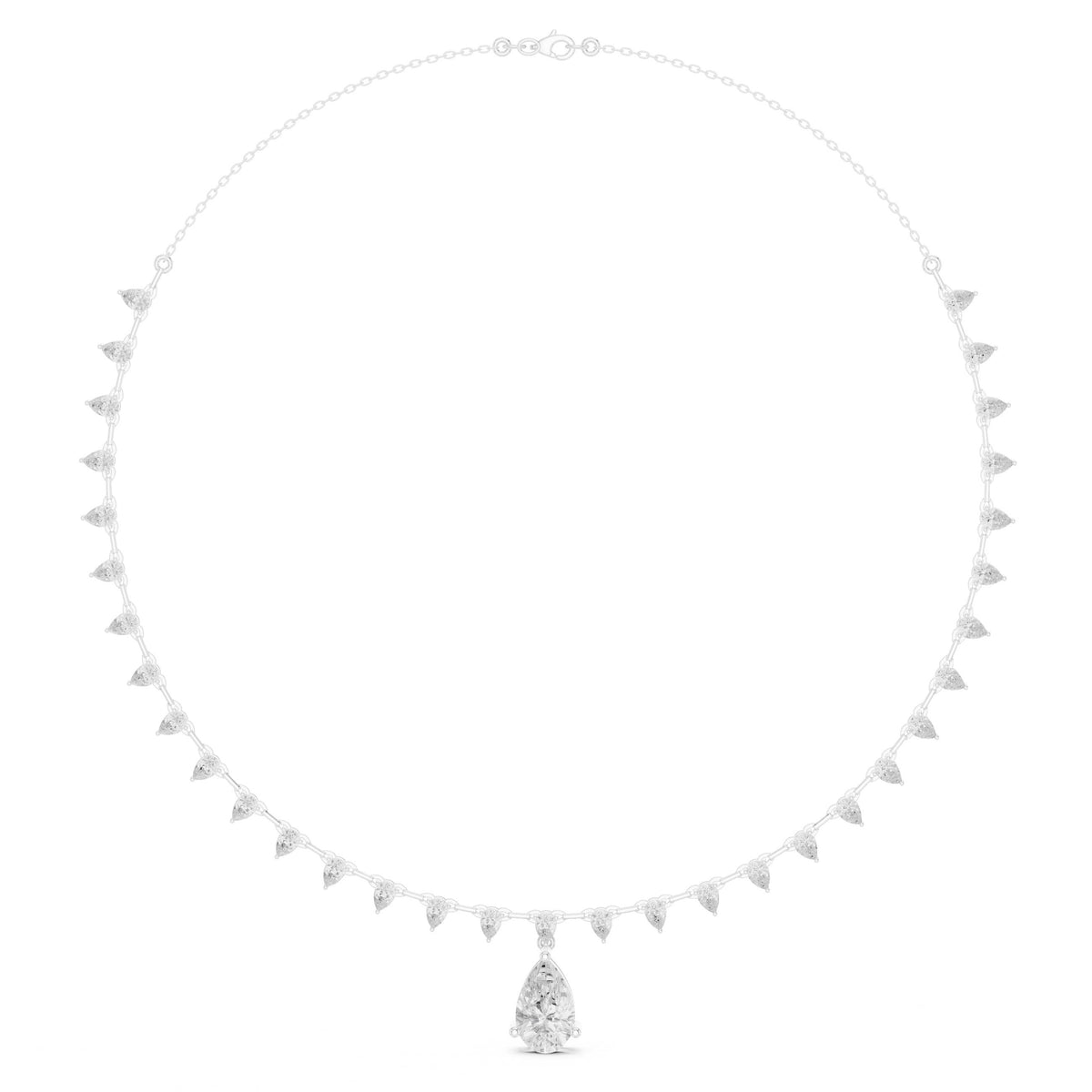 Pear Diamond Fringe Necklace with Pear Drop