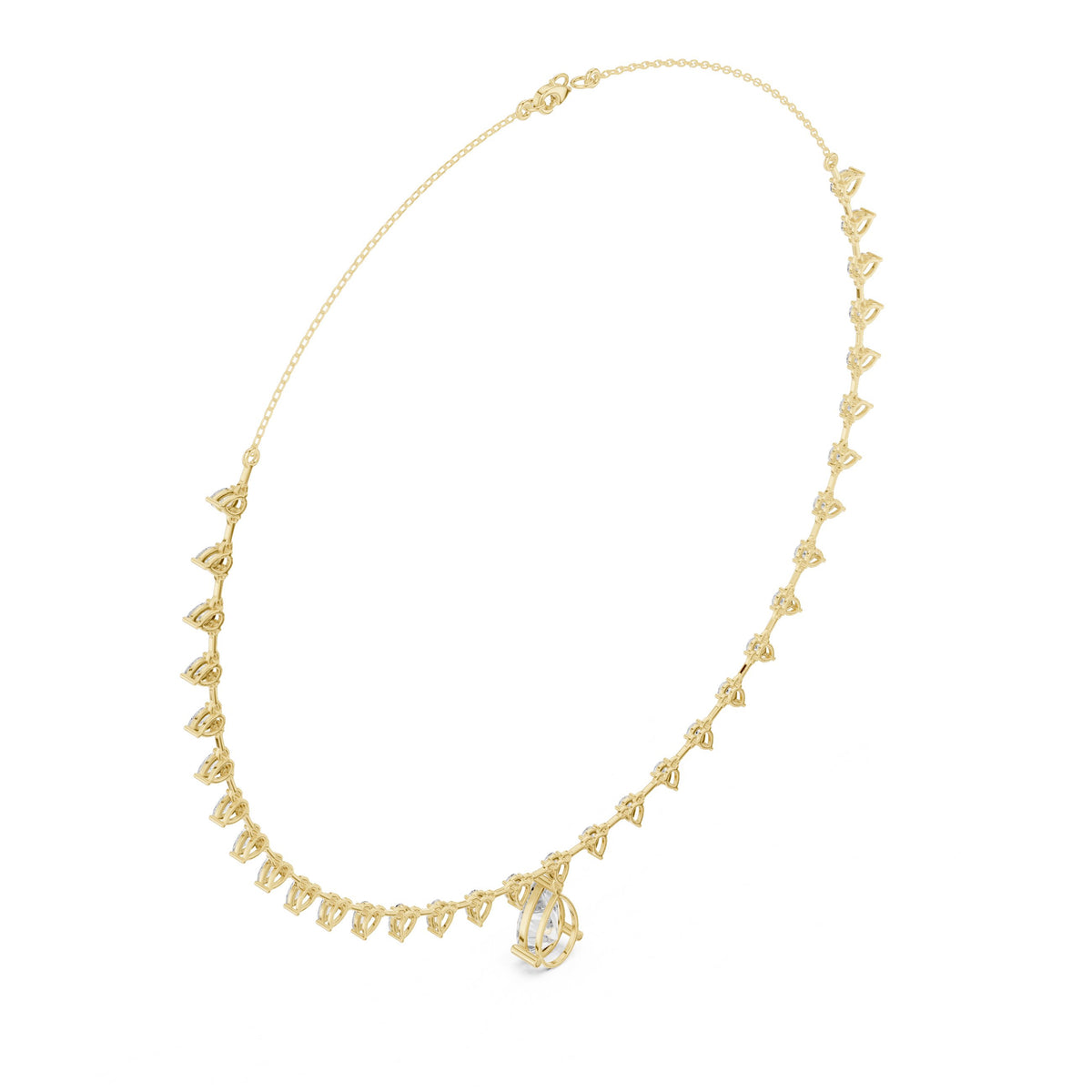 Pear Diamond Fringe Necklace with Pear Drop