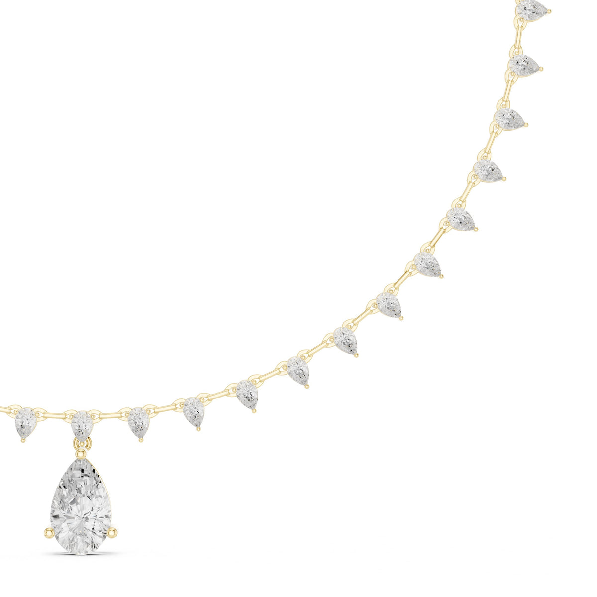 Pear Diamond Fringe Necklace with Pear Drop