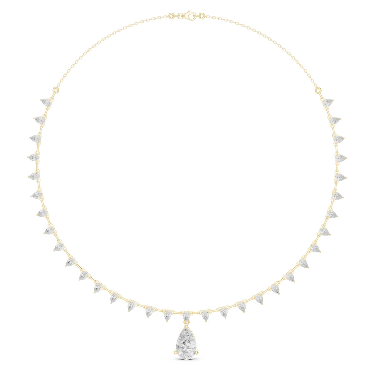 عقد بأهداب من ألماس الكمثرى وألماسة كمثرى متدلّية in Yellow Gold - VYKA Diamonds
