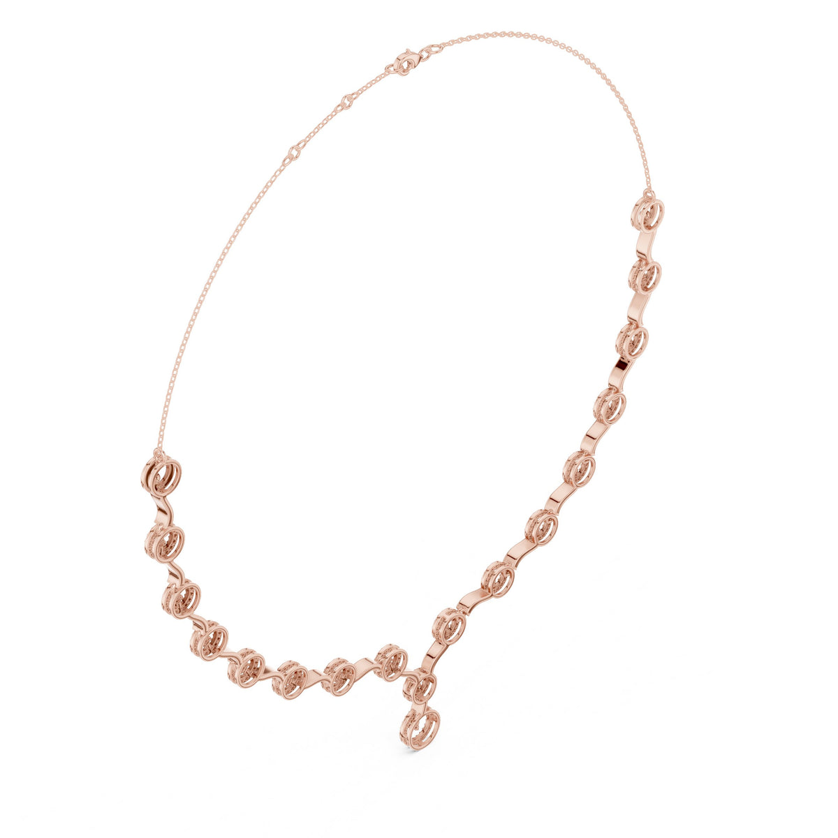 Scrollwork Pave V-Drop Diamond Necklace