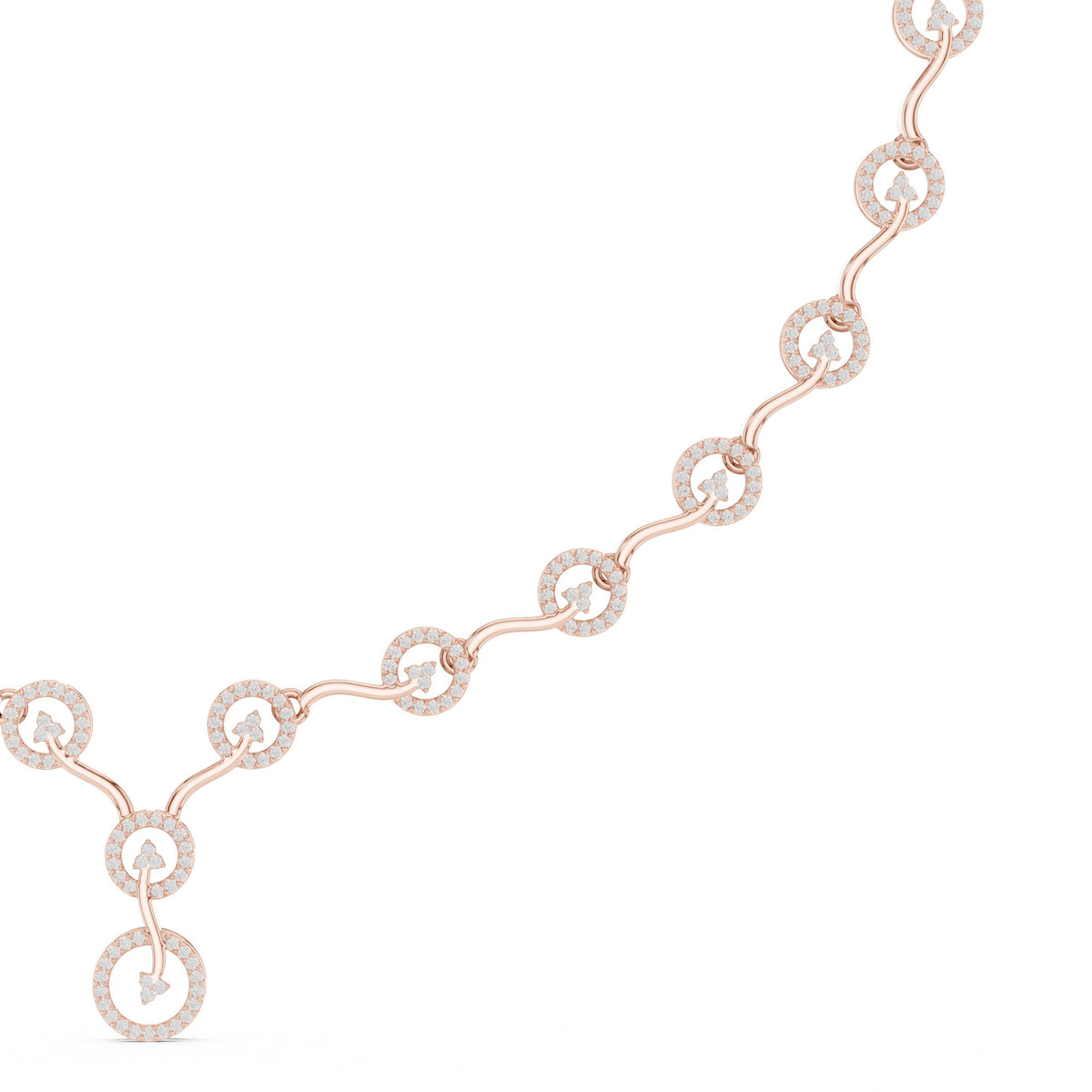 Scrollwork Pave V-Drop Diamond Necklace