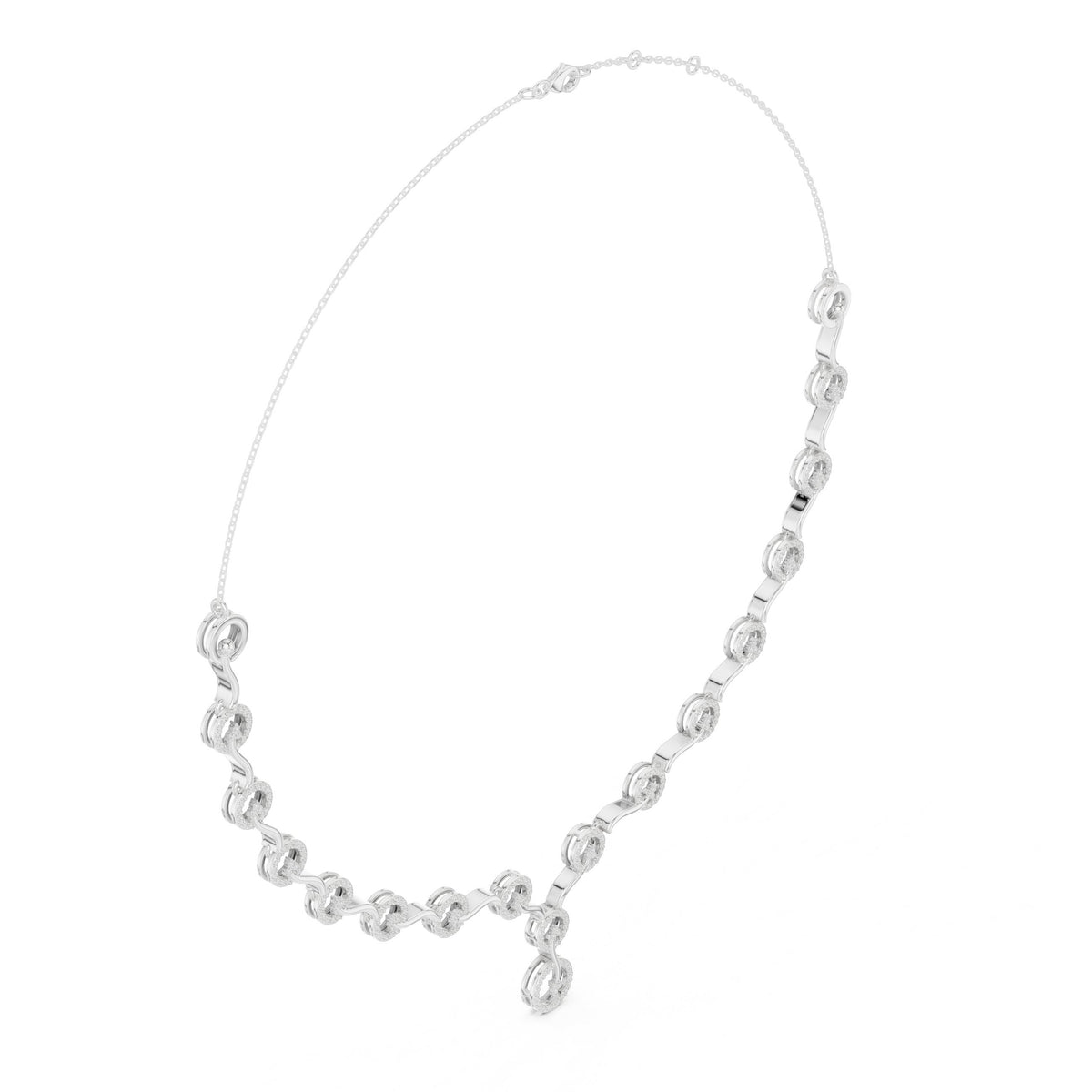 Scrollwork Pave V-Drop Diamond Necklace