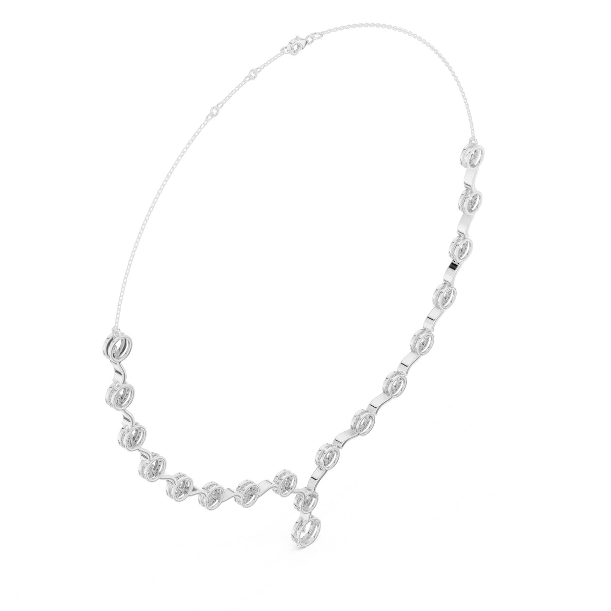 Scrollwork Pave V-Drop Diamond Necklace