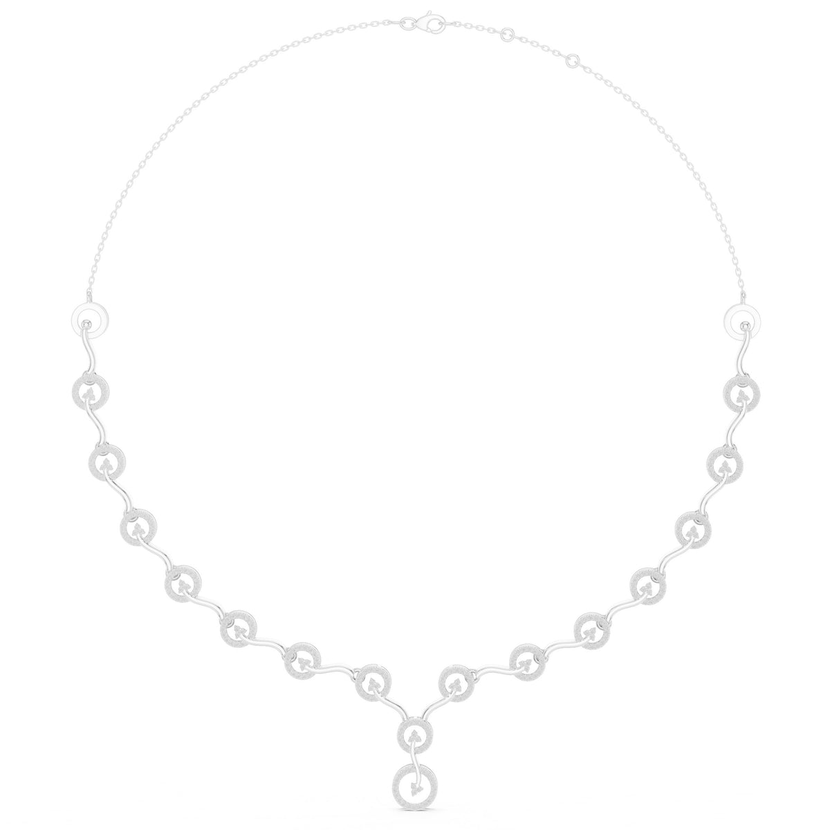 عقد متدلٍّ على شكل V بزخارف من ألماس الباڤيه in White Gold - VYKA Diamonds