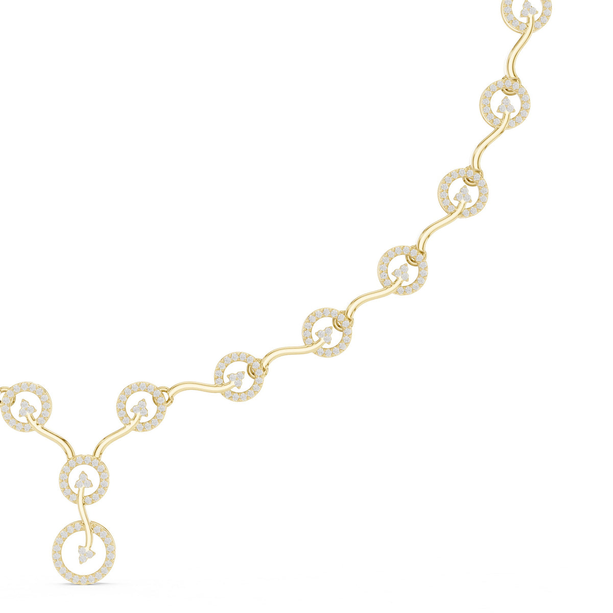 Scrollwork Pave V-Drop Diamond Necklace