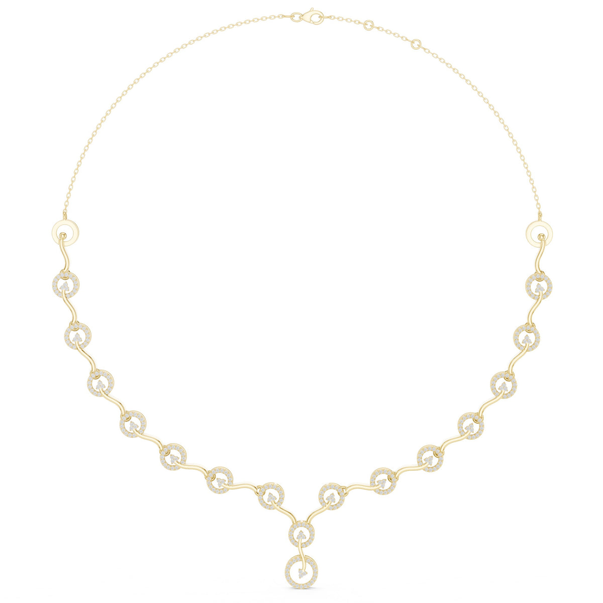 Scrollwork Pave V-Drop Diamond Necklace